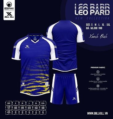 Áo Bóng Đá không Logo Dullkill LeoPard Xanh Bích